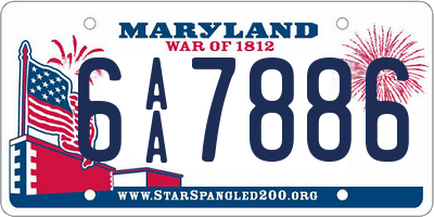 MD license plate 6AA7886