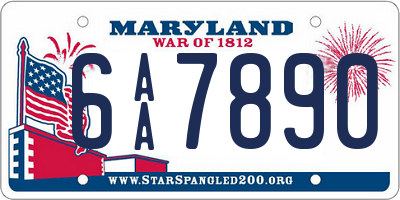 MD license plate 6AA7890