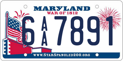 MD license plate 6AA7891