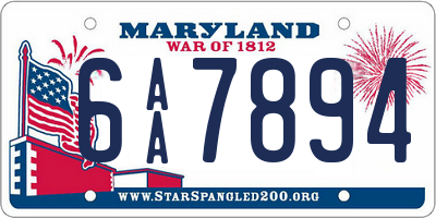 MD license plate 6AA7894