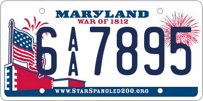 MD license plate 6AA7895