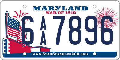 MD license plate 6AA7896