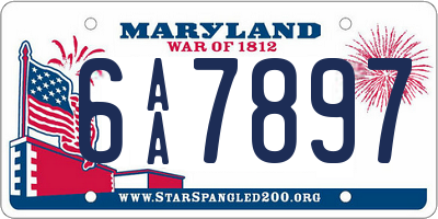 MD license plate 6AA7897