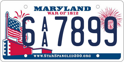 MD license plate 6AA7899