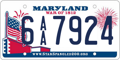 MD license plate 6AA7924