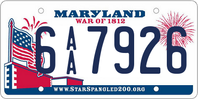 MD license plate 6AA7926