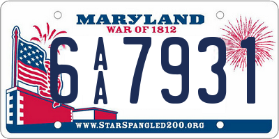 MD license plate 6AA7931