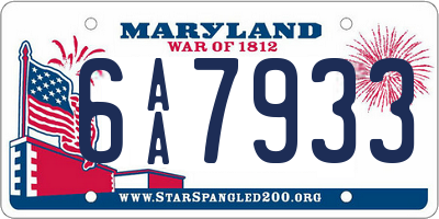 MD license plate 6AA7933
