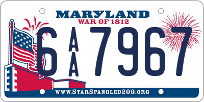 MD license plate 6AA7967
