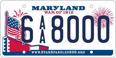MD license plate 6AA8000