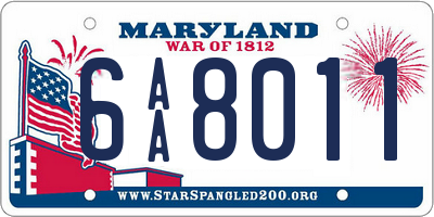 MD license plate 6AA8011