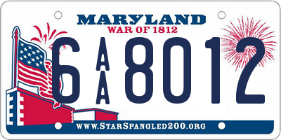 MD license plate 6AA8012