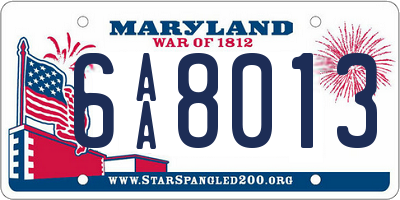 MD license plate 6AA8013