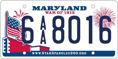 MD license plate 6AA8016