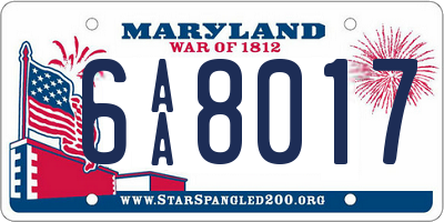 MD license plate 6AA8017