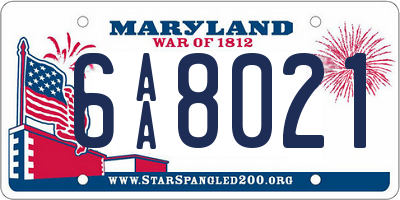 MD license plate 6AA8021