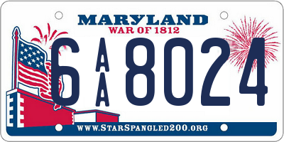 MD license plate 6AA8024