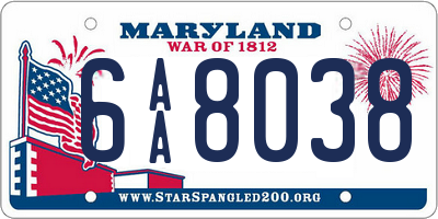 MD license plate 6AA8038