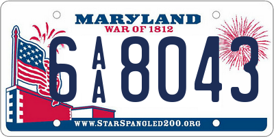 MD license plate 6AA8043