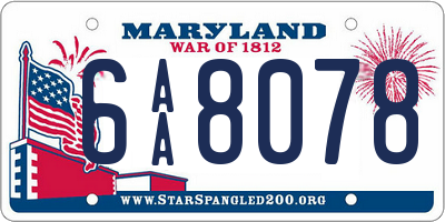 MD license plate 6AA8078