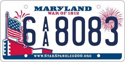 MD license plate 6AA8083