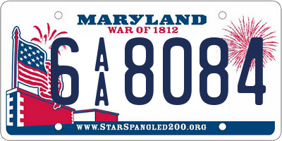 MD license plate 6AA8084