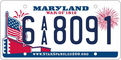 MD license plate 6AA8091