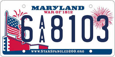 MD license plate 6AA8103