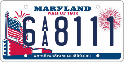 MD license plate 6AA8111