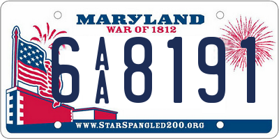 MD license plate 6AA8191