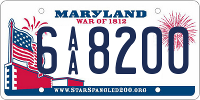 MD license plate 6AA8200