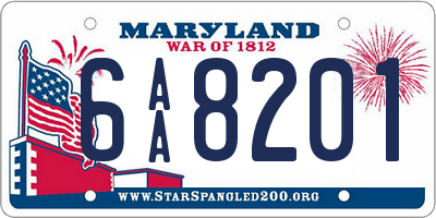 MD license plate 6AA8201