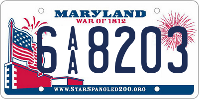 MD license plate 6AA8203