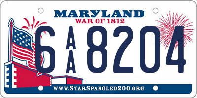 MD license plate 6AA8204