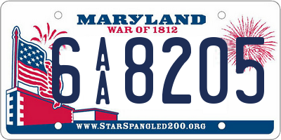 MD license plate 6AA8205