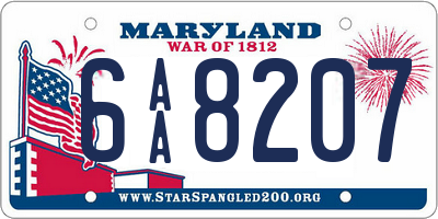 MD license plate 6AA8207