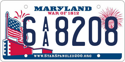 MD license plate 6AA8208