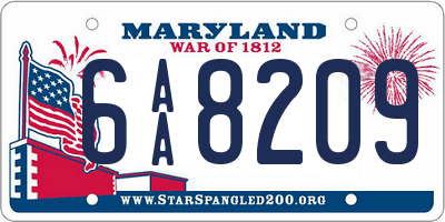 MD license plate 6AA8209