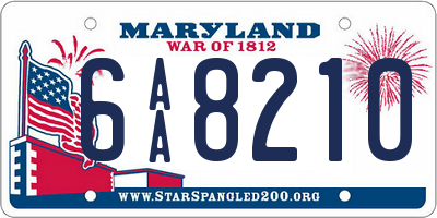 MD license plate 6AA8210