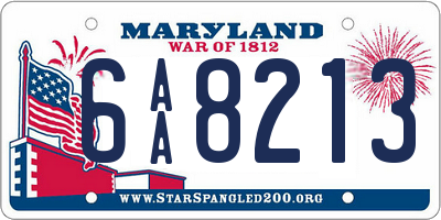 MD license plate 6AA8213