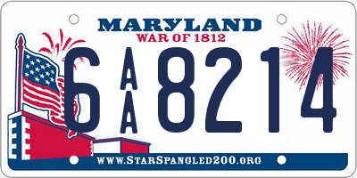 MD license plate 6AA8214