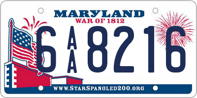 MD license plate 6AA8216