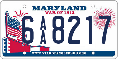 MD license plate 6AA8217