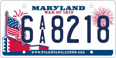 MD license plate 6AA8218