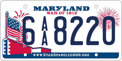 MD license plate 6AA8220