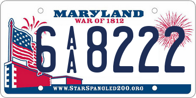 MD license plate 6AA8222