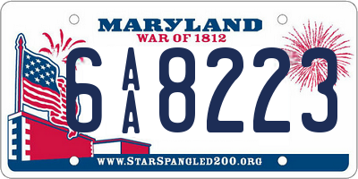 MD license plate 6AA8223