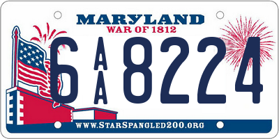 MD license plate 6AA8224