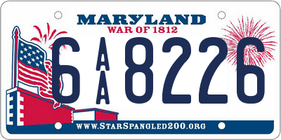 MD license plate 6AA8226