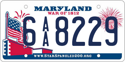 MD license plate 6AA8229